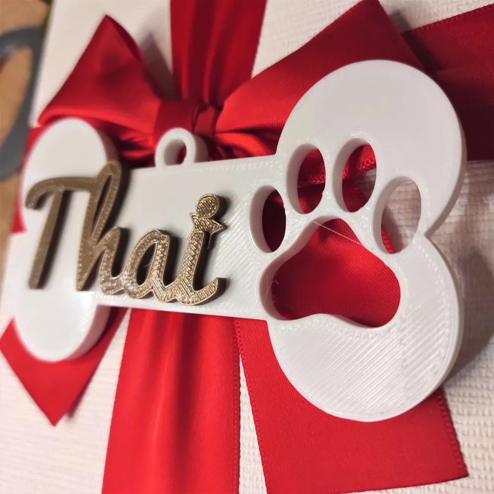 Adorno de Navidad hueso para mascota impreso en 3D