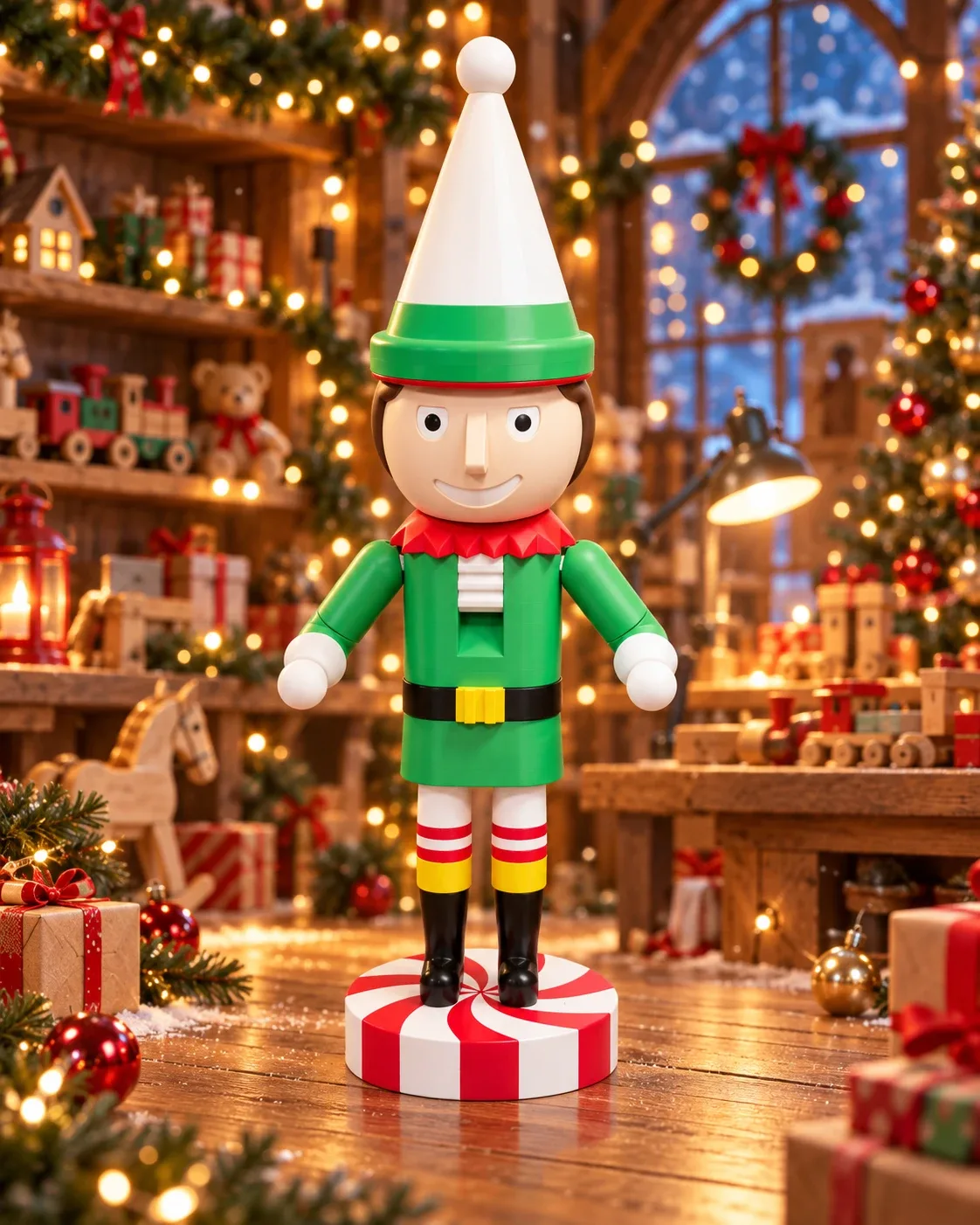 Elfo navideño de gran formato impreso en 3D por piezas