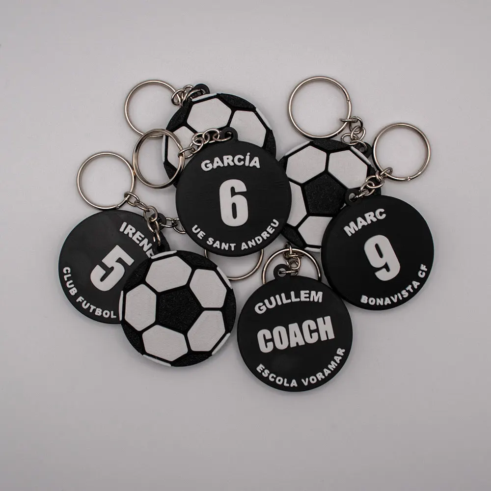 Llavero de fútbol con nombre, dorsal y club