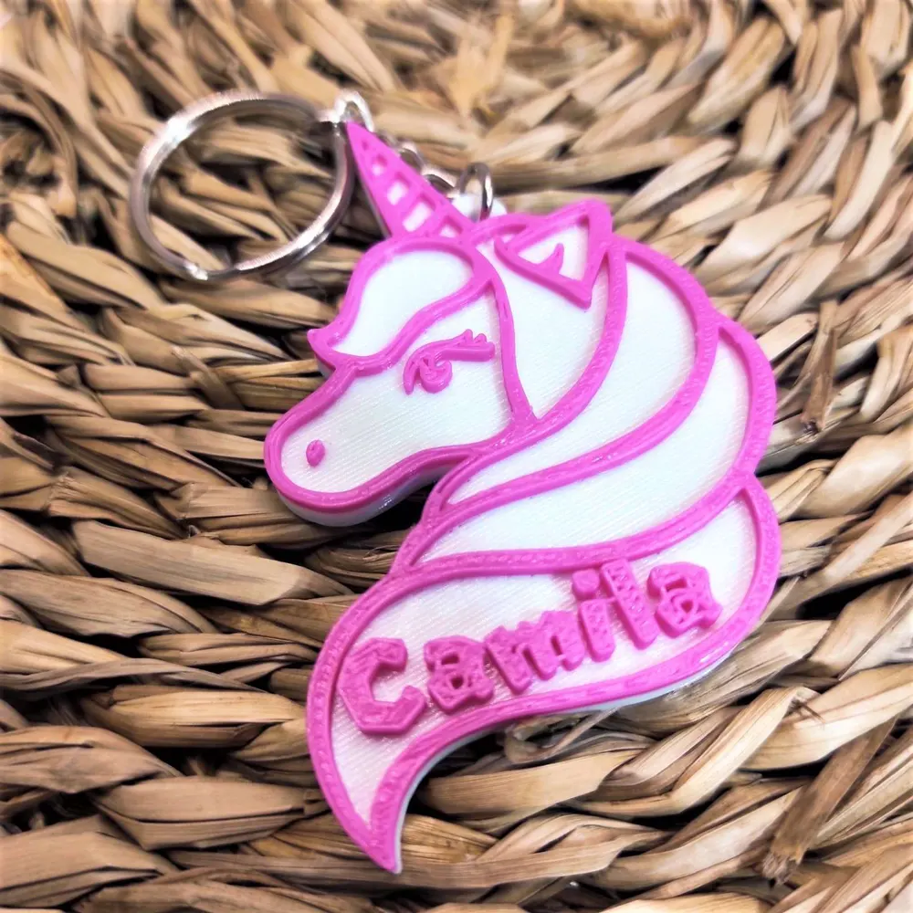 Llavero unicornio con nombre