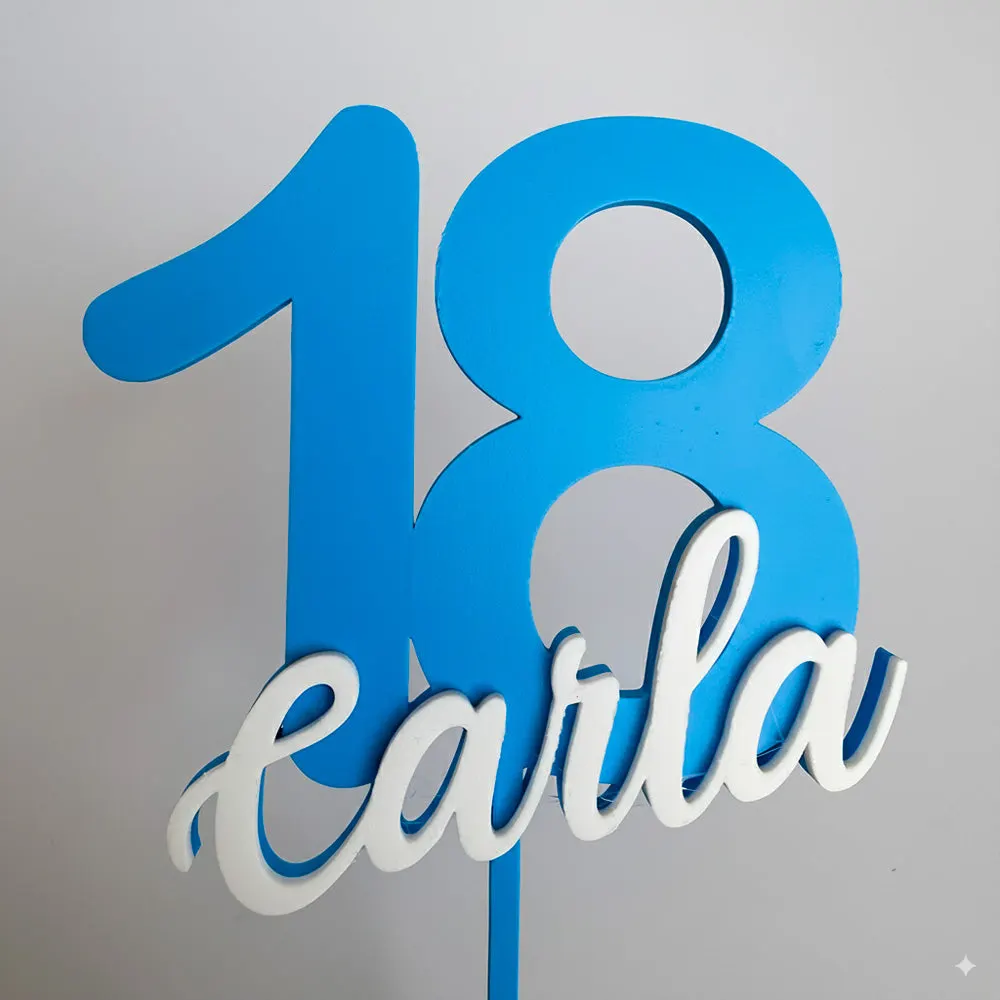 Topper de tarta con nombre y edad